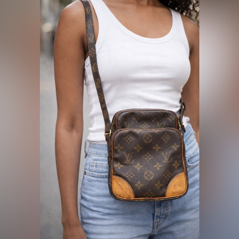 Authentic Louis Vuitton Brown Leather Crossbody Bag